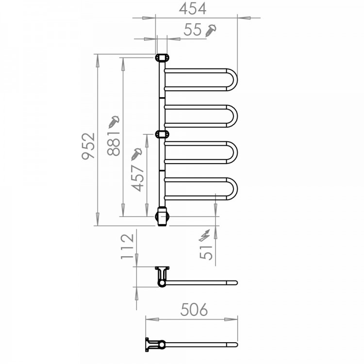 PAX Flex U 4/450 Электрический полотенцесушитель 55W, хром PAX Flex U 4/450 Электрический полотенцесушитель 55W, хром