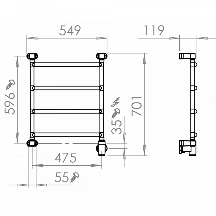 PAX Blues-i narrow 4 Momento II Электр. полотенцесушитель 40W PAX Blues-i narrow 4 Momento II Электр. полотенцесушитель 40W