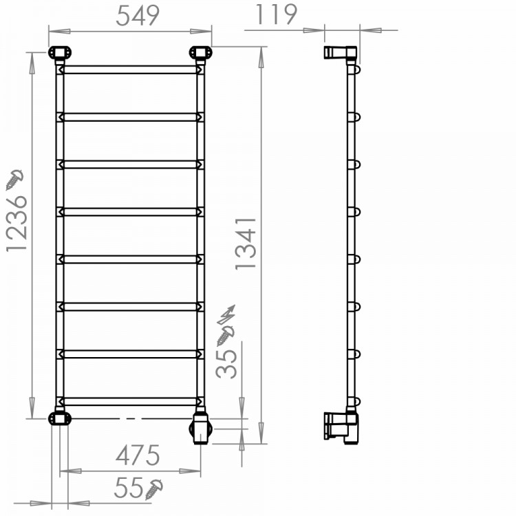 PAX Blues-i narrow 8 Momento II Электр. полотенцесушитель 85W PAX Blues-i narrow 8 Momento II Электр. полотенцесушитель 85W