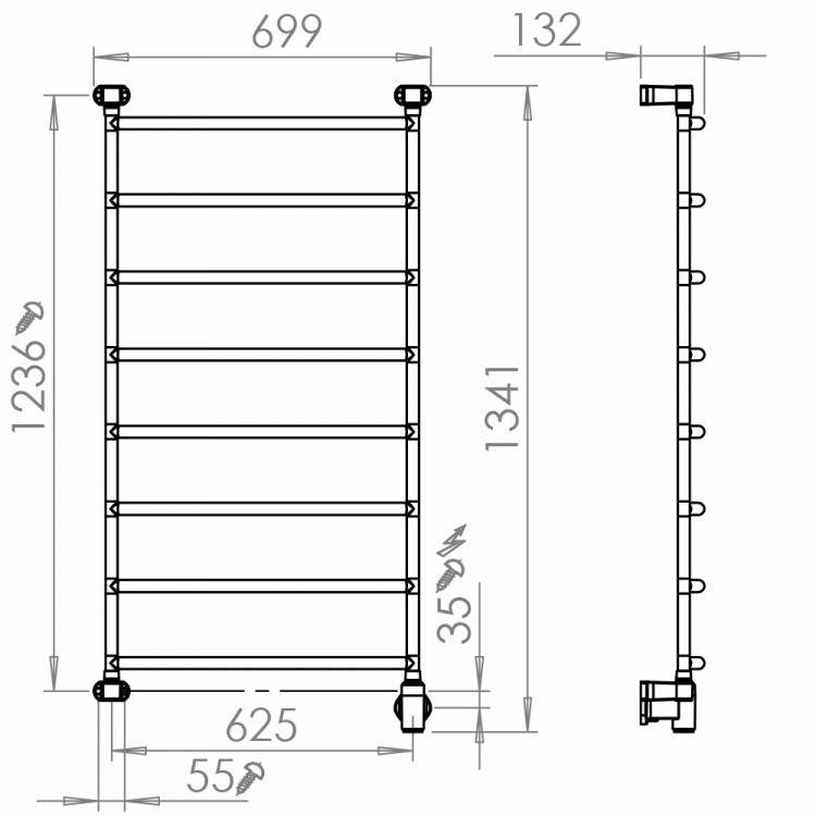 PAX Blues-i wide 8 Momento II Электр. полотенцесушитель 110W PAX Blues-i wide 8 Momento II Электр. полотенцесушитель 110W