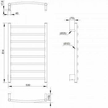 PAX Foxtrot Timer Электрический полотенцесушитель 80W, левая сторона