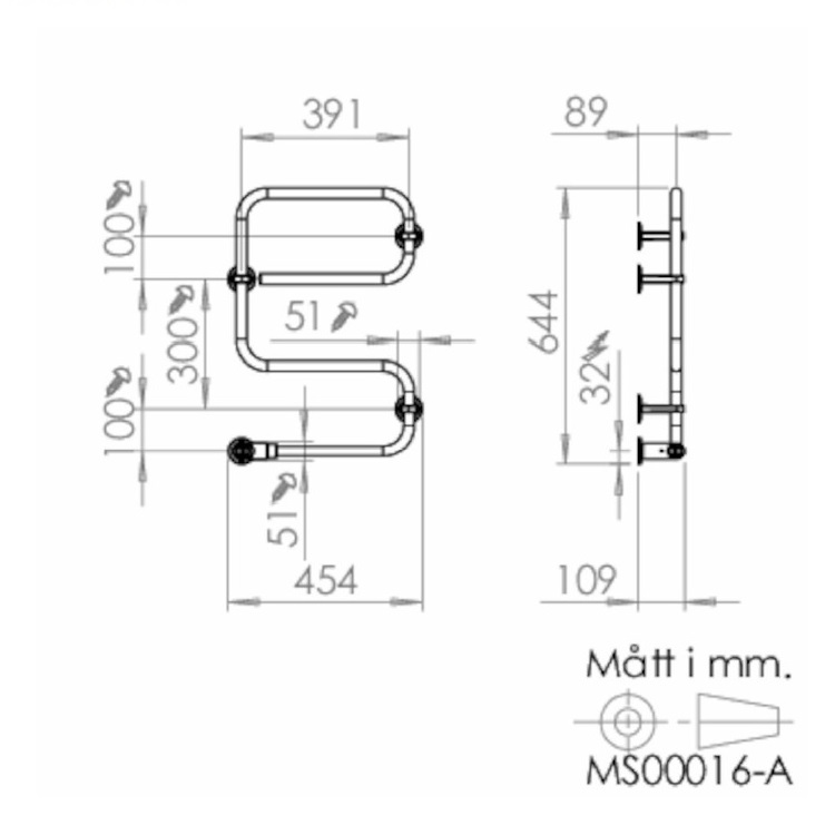 PAX TR55 Standard Elektriskais dvieļu žāvētājs 40W, hroms PAX TR55 Standard Elektriskais dvieļu žāvētājs 40W, hroms