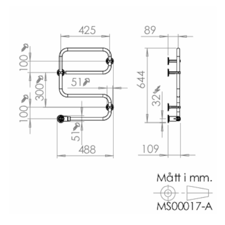 PAX TR65 Standard Elektriskais dvieļu žāvētājs 40W, hroms PAX TR65 Standard Elektriskais dvieļu žāvētājs 40W, hroms