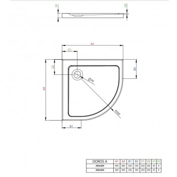 Radaway Душевой поддон полукруглый Doros A 90x90, белый