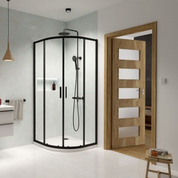Radaway Душевой уголок полукруглый Premium Pro Black PDD 100x100 см
