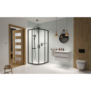 Radaway Душевой уголок полукруглый Premium Pro Black PDD 100x100 см