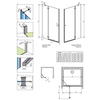 Radaway Dušas durvis Torrenta DWJ 80 L/R