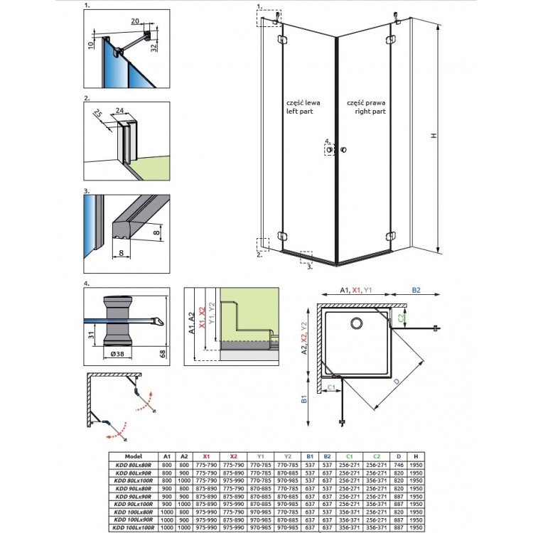 Radaway Душевой уголок квадратный Torrenta KDD 80x80