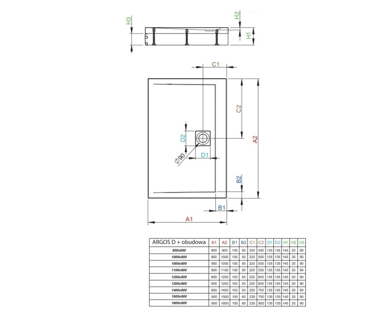 Radaway Душевой поддон прямоуголный ARGOS D 150x90 cm
