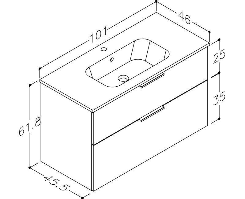 RB GRAND Vannas istabas skapītis ar izlietni 100cm, 21113712