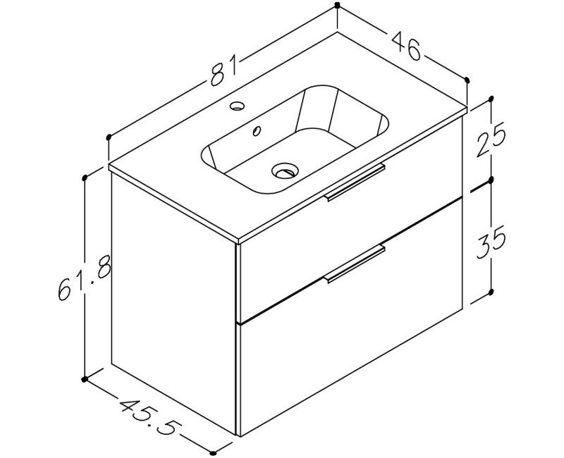 RB GRAND Шкафчик с раковиной 80cm, 21113522