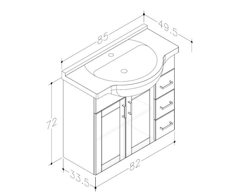 RB ETERNALVannas istabas skapītis 85cm zem izlietnes, 161135115