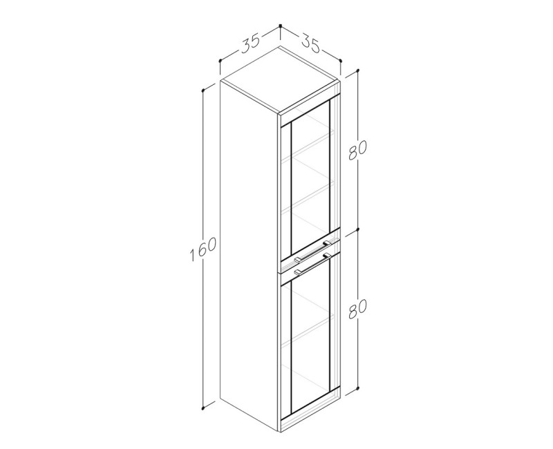 RB SERENA Retro Vannas istabas augstais skapis ar veļas grozu 35cm, 13332114