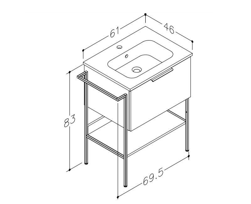 RB MONO Шкафчик с раковиной 61cm, белый матовый