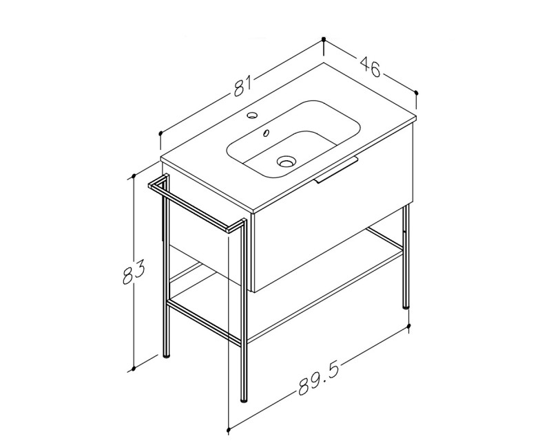 RB MONO Шкафчик с раковиной 81cm, белый матовый