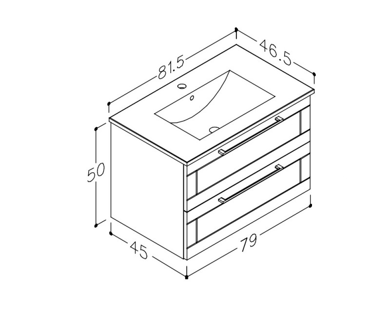 RB SERENA Retro Vannas istabas skapītis ar izlietni 80cm