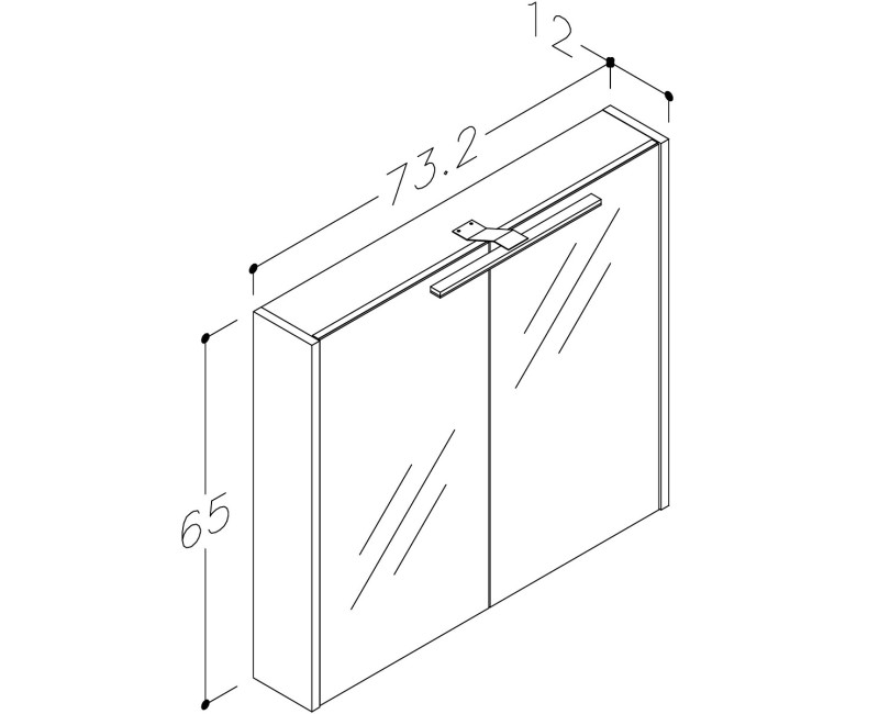 RB URBAN Vannas istabas spoguļskapītis ar LED apgaismojumu 78 cm, 2002506