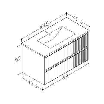 Raguvos Baldai Urban Vannas istabas skapītis ar izlietni 100 cm, 20113705