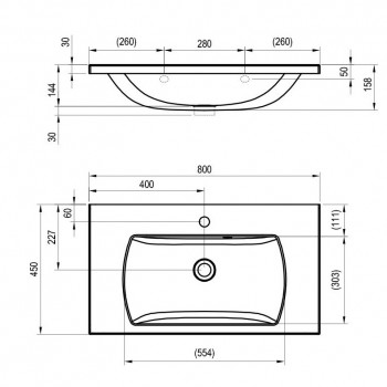 RAVAK Izlietne Classc II 800 N, 80x45 cm