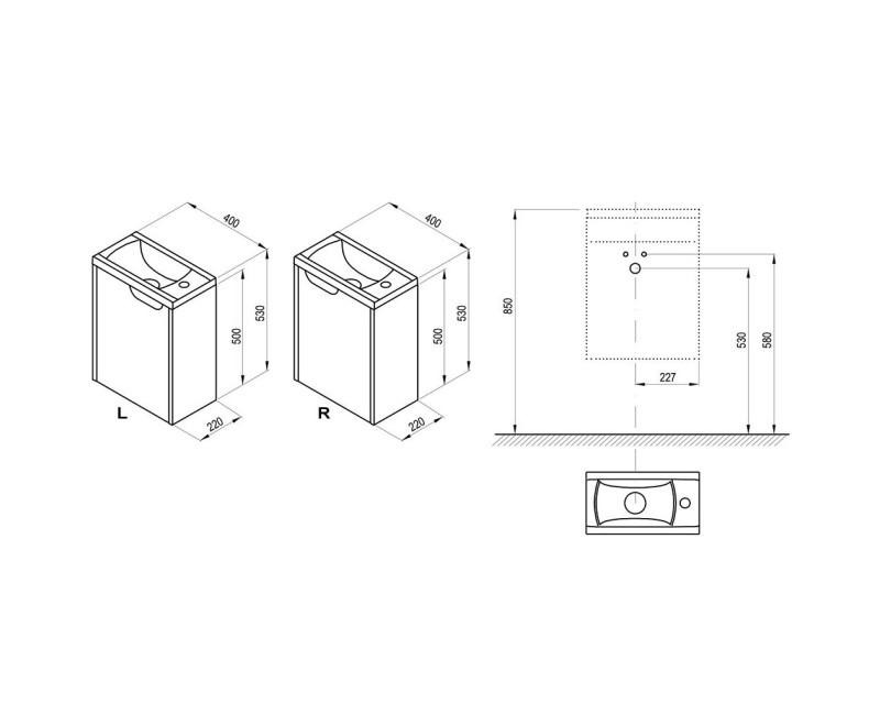 RAVAK Skapītis zem izlietnes SD Classic II 400 R, balts