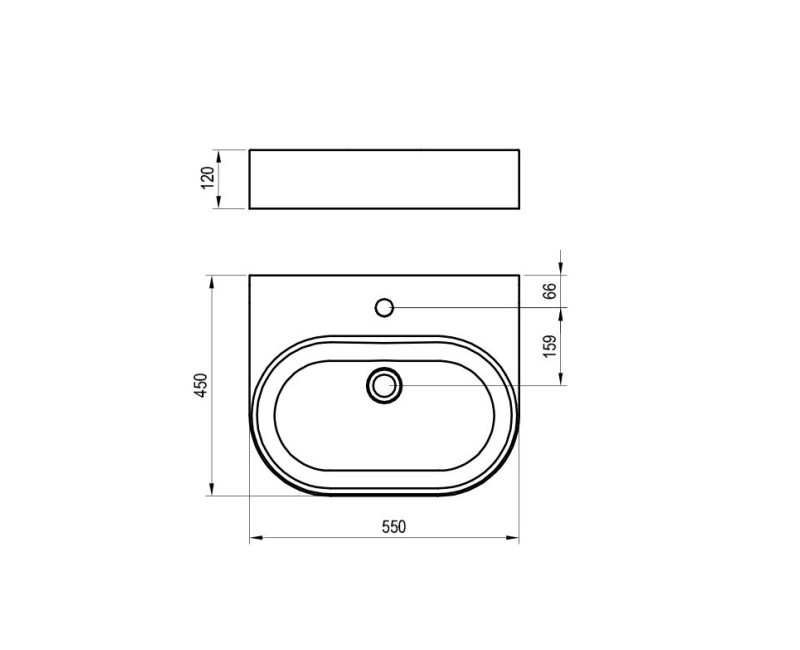 Ravak Ceramic 550 O Slim Wall Uzliekamā izlietne 55x45 cm