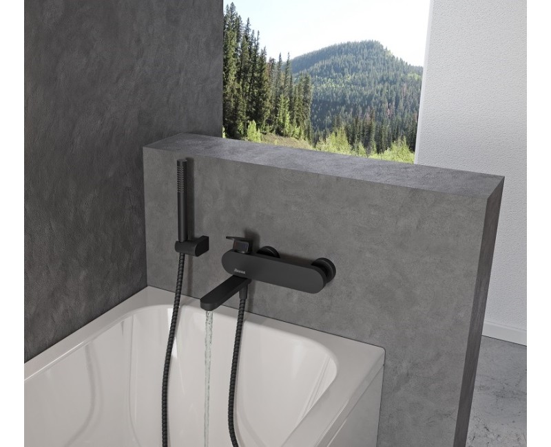 RAVAK Chrome CR 022.20BL Vannas/dušas jaucējkrāns, melns X070431