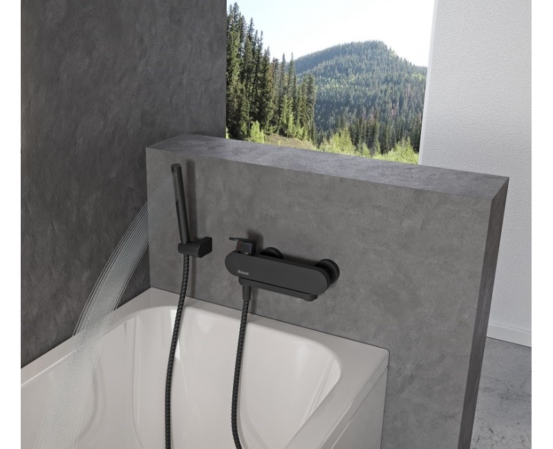 RAVAK Chrome CR 022.20BL Vannas/dušas jaucējkrāns, melns X070431