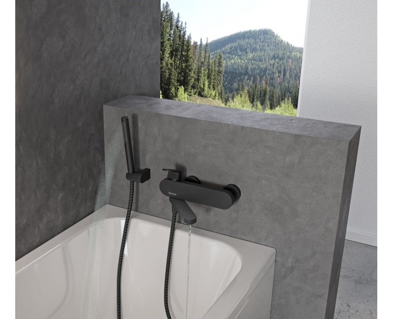 RAVAK Chrome CR 022.20BL Vannas/dušas jaucējkrāns, melns X070431