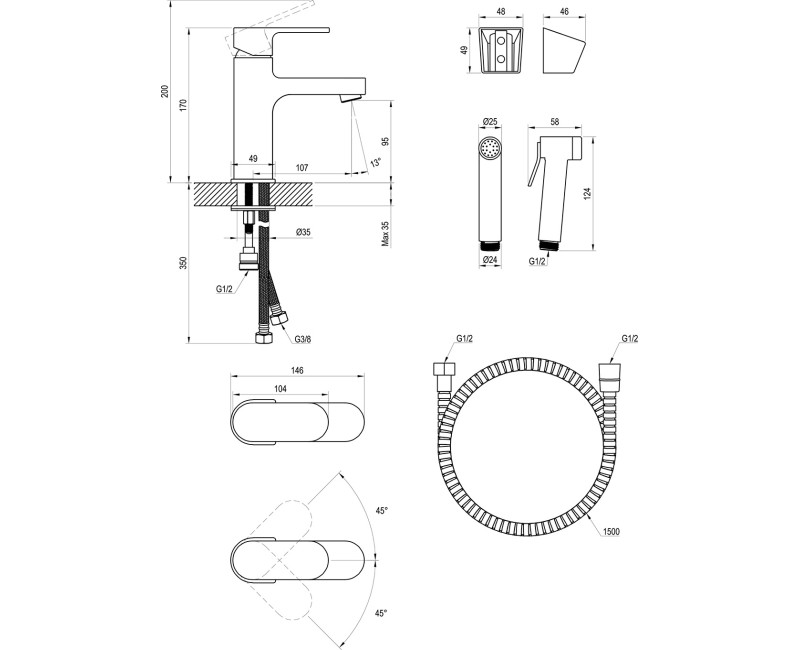 Ravak CR 112.01 Izlietnes jaucējkrāns ar bidettu, X070167