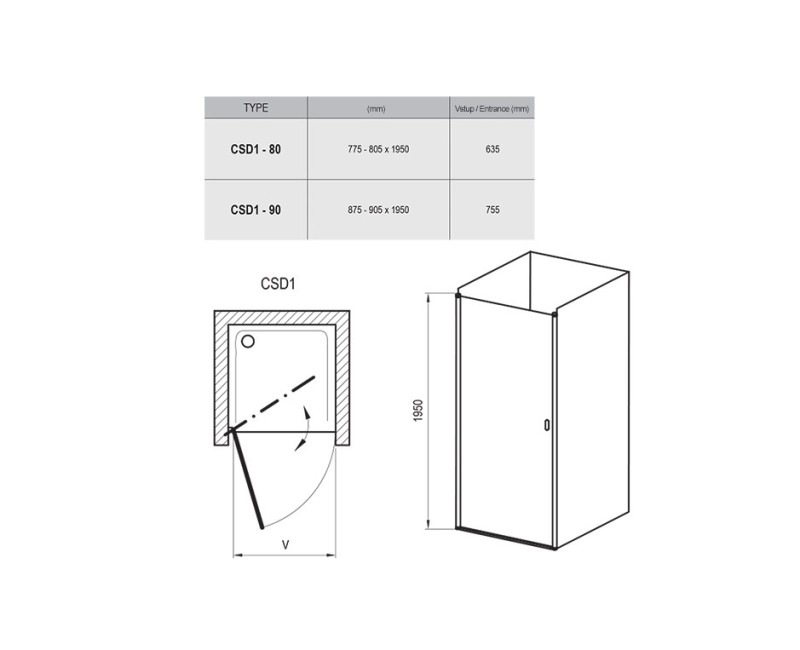RAVAK Душевые двери Chrome CSD1 90 cm, сатин