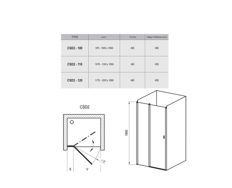 RAVAK Душевые двери Chrome CSD2 120 cm, блестящий