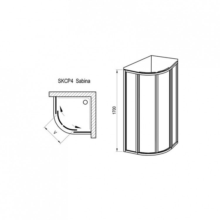 RAVAK Душевая кабина полукруглая SKCP4 Sabina 90x90, 31177V10011 RAVAK Душевая кабина полукруглая SKCP4 Sabina 90x90, 31177V10011