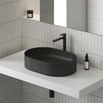 Ravak Ceramic 550 O Slim Vannas istabas izlietne 55x37cm, melna matēta