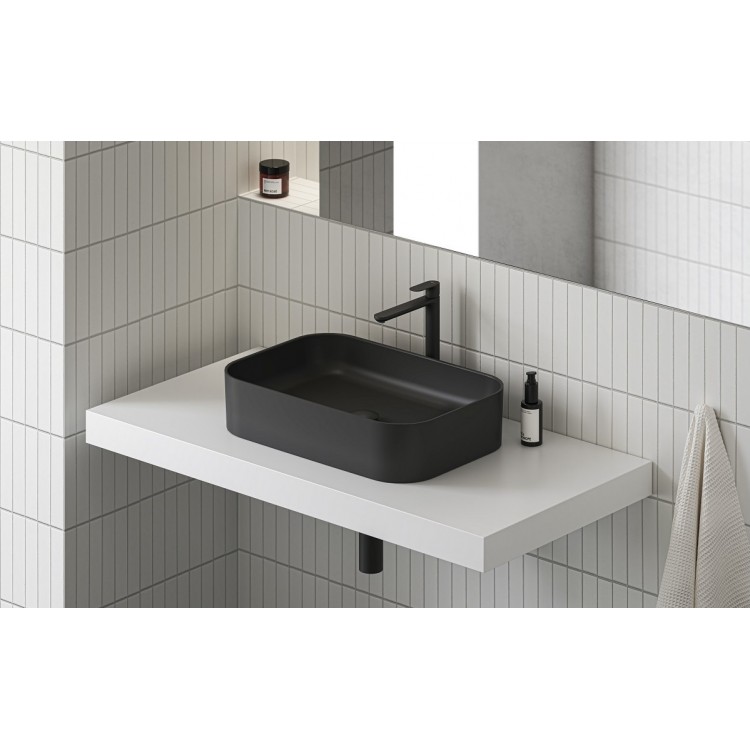 Ravak Ceramic 550 R Slim Vannas istabas izlietne 55x37cm, melna matēta