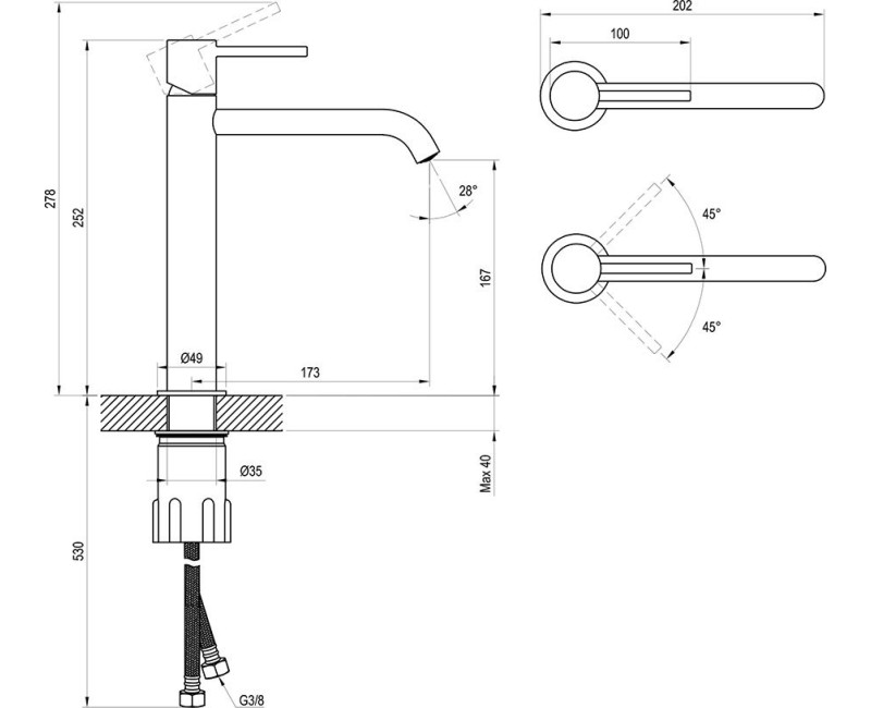 RAVAK ESPIRIT Высокий смеситель для умывальника ES 014.00CR, хром