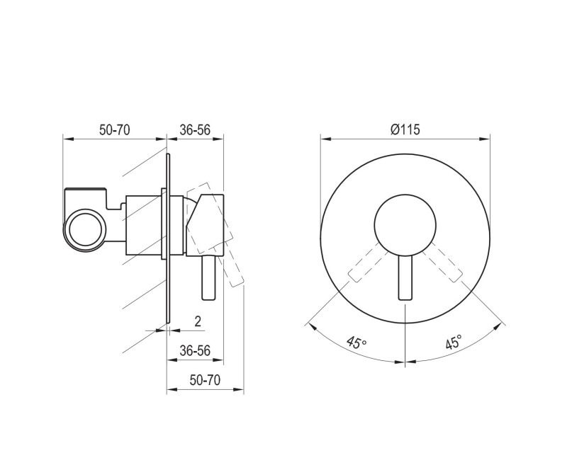 RAVAK ESPIRIT Iebūvējamais dušas jaucējkrāns ES 062.20BLM O1, melns matēts
