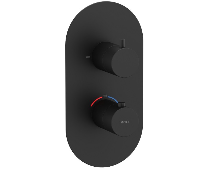 Ravak Espirit Термостатический смеситель cкрытого монтажа для ванны/душа ES 063.20BLM.O2RB07C, черный матовый