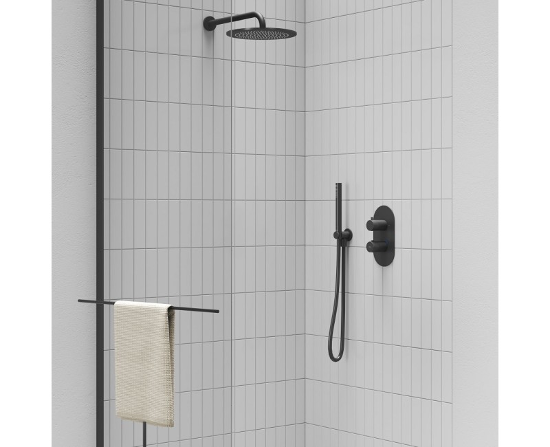 Ravak Espirit Термостатический смеситель cкрытого монтажа для ванны/душа ES 063.20BLM.O2RB07C, черный матовый