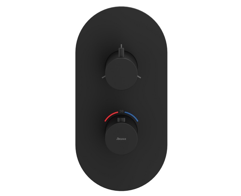 Ravak Espirit Термостатический смеситель cкрытого монтажа для ванны/душа ES 067.20BLM.O3RB07C, черный матовый