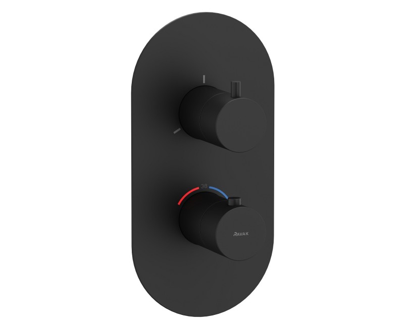 Ravak Espirit Термостатический смеситель cкрытого монтажа для ванны/душа ES 067.20BLM.O3RB07C, черный матовый