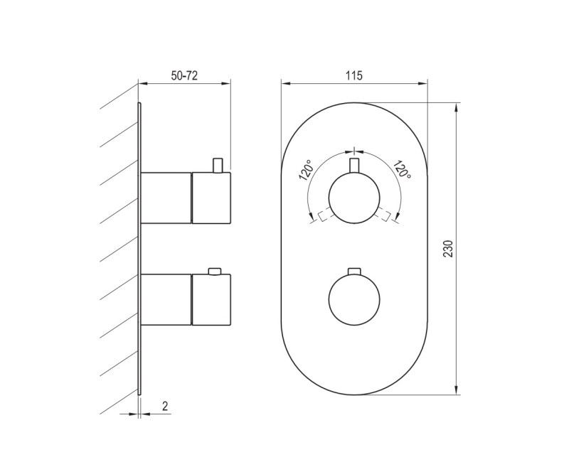 Ravak Espirit Термостатический смеситель cкрытого монтажа для ванны/душа ES 067.00CR.O3RB07C, hroms
