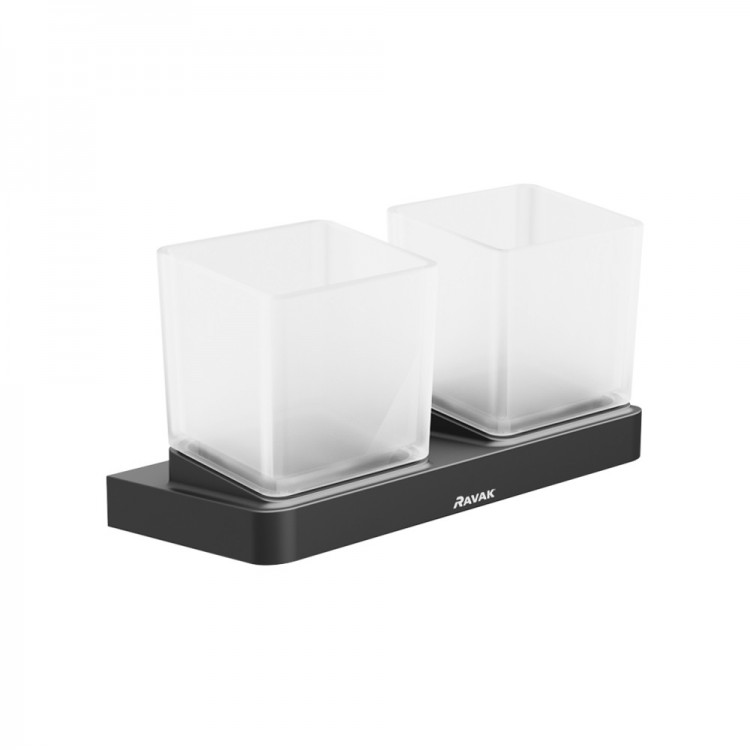 Ravak 10° Black Двойной держатель стаканов, хром TD 220.20 Ravak 10° Black Двойной держатель стаканов, хром TD 220.20