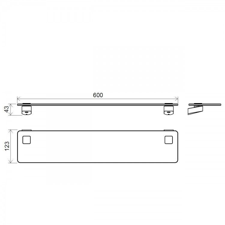 Ravak 10° Plaukts, stikla 60 cm, melns TD 500.20 Ravak 10° Plaukts, stikla 60 cm, melns TD 500.20