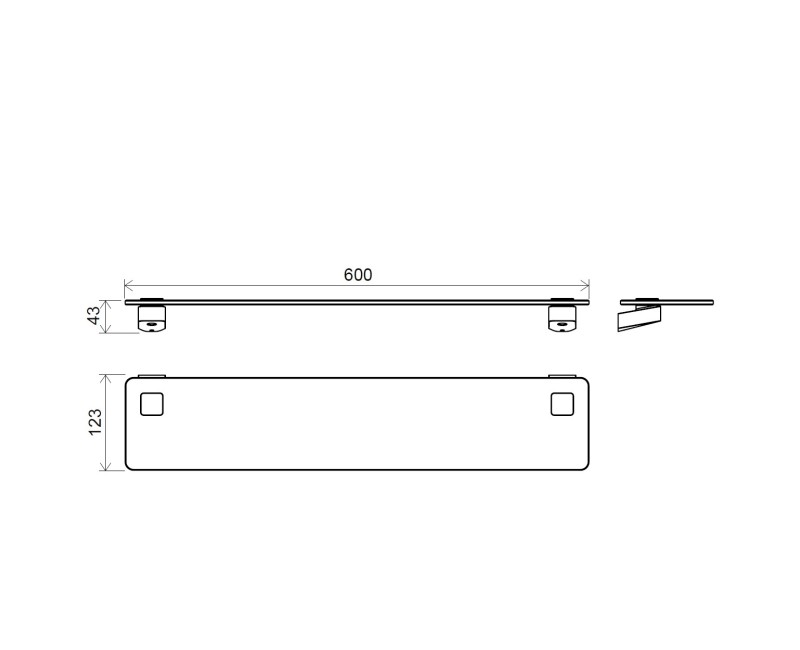 Ravak 10° Plaukts, stikla 60 cm, melns TD 500.20