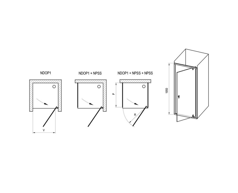 RAVAK NEXTY Душевые двери NDOP1 90 cm, сатин/сатин