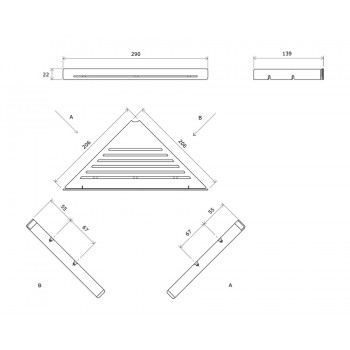 Ravak SLIM C Stūra plaukts 290x139 mm, melns X07P650