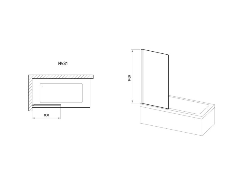 RAVAK Nexty Vannu sieniņa NVS1-80, satīns 7O840U00Z1