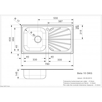 Reginox Кухонная мойка Beta 10 (R) 78x43 см, R11812