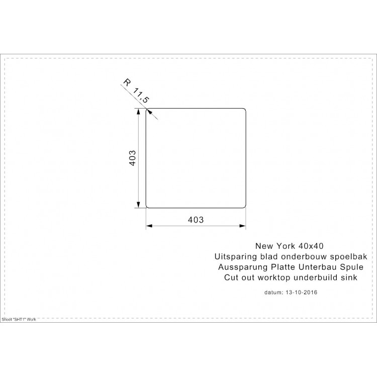 Reginox Кухонная мойка New York 44x44 см (40x40), R34255 Reginox Кухонная мойка New York 44x44 см (40x40), R34255
