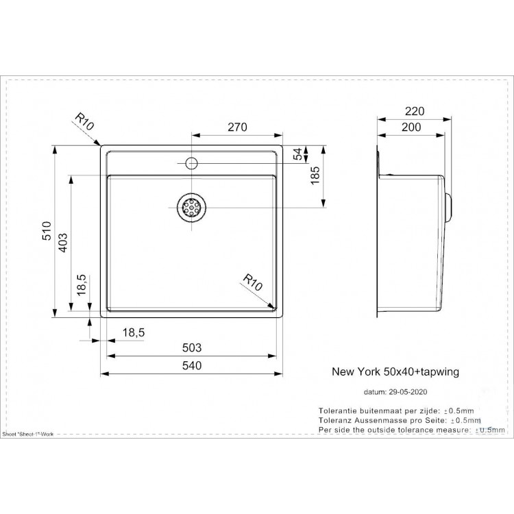 Reginox Virtuves izlietne New York Tapwing 54x44 cm (50x40), R34774